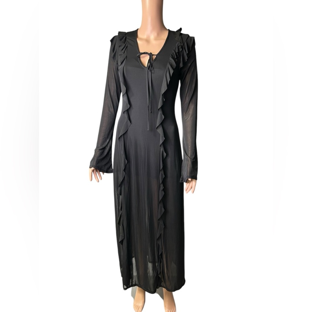 FUTURE COLLECTIVE romantic goth witchy XS Long Sleeve Ruffle Maxi Dress NWT